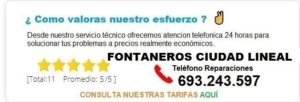 Fontanero Ciudad Lineal precio